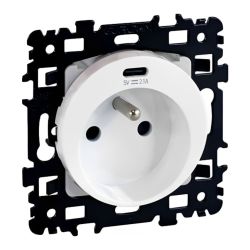 60255 EUR'OHM SQUARE Prise de courant 2P+T + USB C blanc