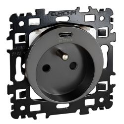 60355 EUR'OHM Square Prise de courant 2P+T + USB Canthracite