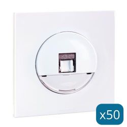 60233 EUROHM Square Lot de 50 Prises RJ45 Catégorie 6A STP Grade 3 TV Blanc