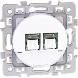 60273 EUROHM Square Double Prise RJ45 Grade 2 Catégorie 6 STP Blanc