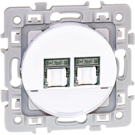 60273 EUROHM Square Double Prise RJ45 Grade 2 Catégorie 6 STP Blanc