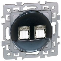 60373 EUROHM Square Double Prise RJ45 Grade 2 Catégorie 6 STP anthracite