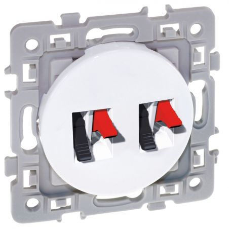 60275 EUR'OHM SQUARE Prise haut-parleur double blanc