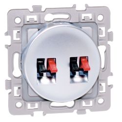 60475 EUR'OHM SQUARE Prise haut-parleur double silver