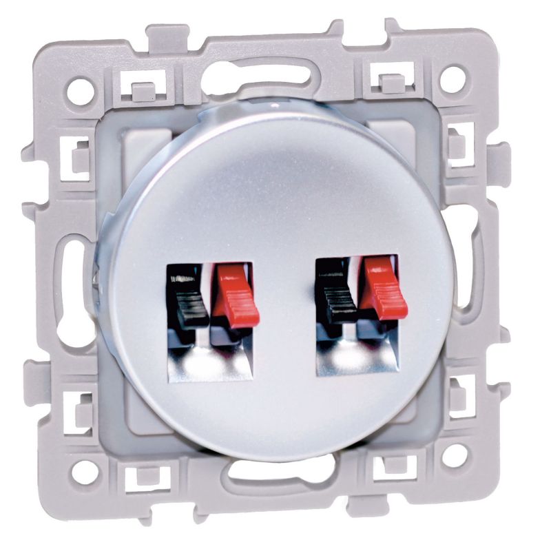 60475 EUR'OHM SQUARE Prise haut-parleur double silver