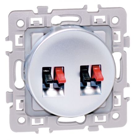 60475 EUR'OHM SQUARE Prise haut-parleur double silver