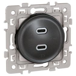 60335 EUR'OHM SQUARE Prise USB double 2000 mA anthracite type C