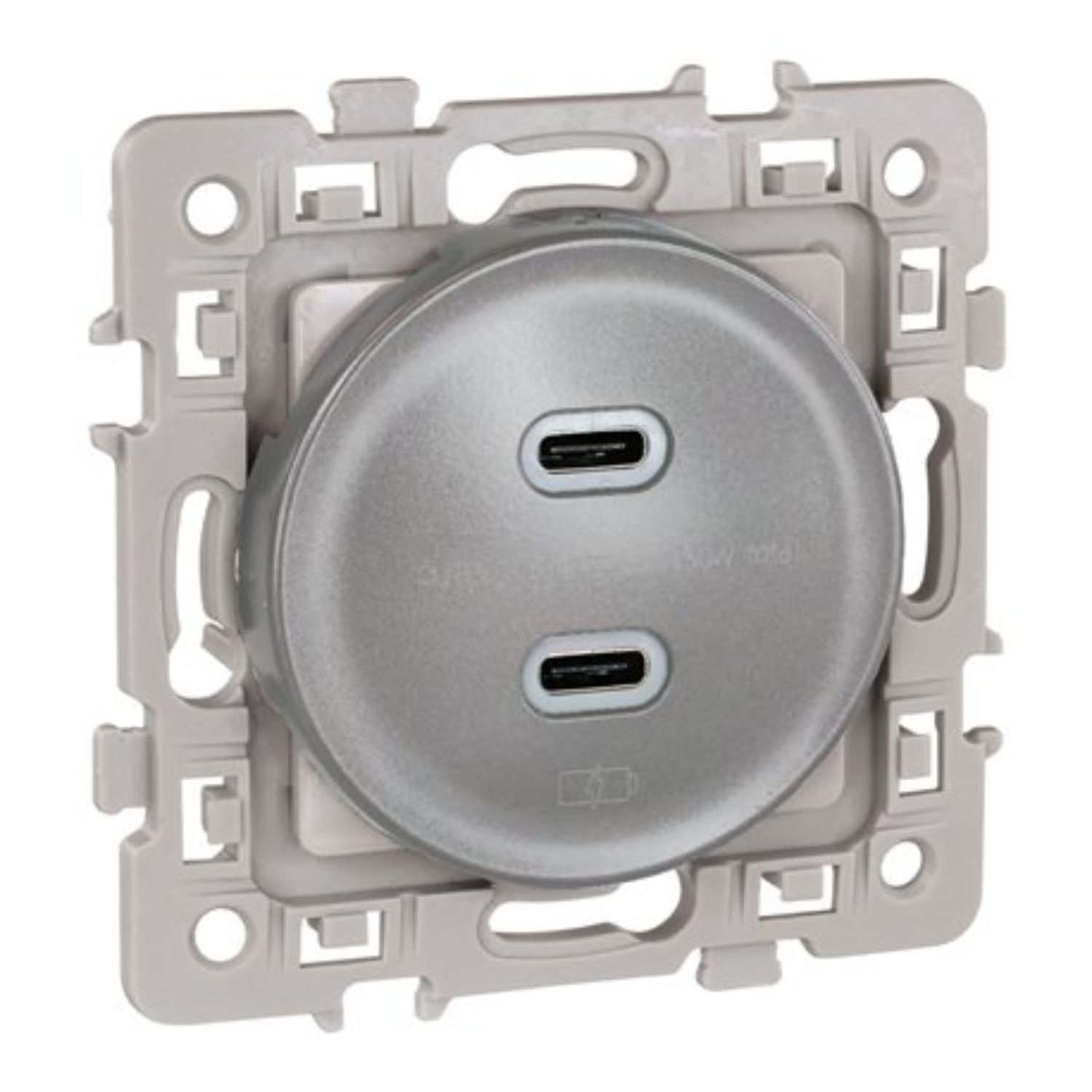 Prise USB double 2000 mA silver C EUR'OHM 60435 - SQUARE