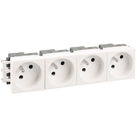 61404 EUR'OHM OPTIMA Bloc 4 prises 2P+T blanche