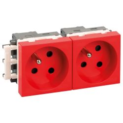 61412 EUR'OHM OPTIMA Bloc 2 Prises détrompées 2P+T rouges ( livrées sans détrompeur)