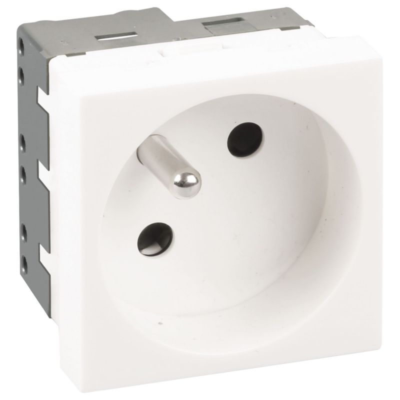 61419 EUR'OHM OPTIMA Prise 2P+T blanche non associable