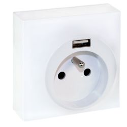 60956 EUR'OHM DUNE Prise combinée 2P+T + USB A blanc