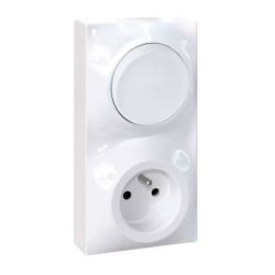 60968 EUR'OHM DUNE Prise 2P+T + Va et vient vertical blanc