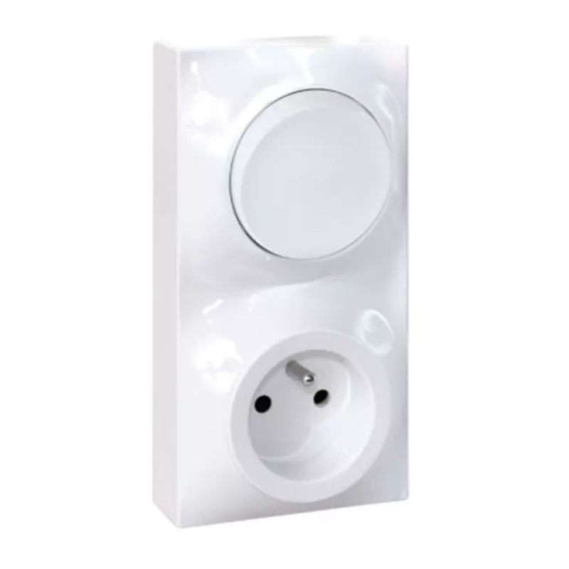 60968 EUR'OHM DUNE Prise 2P+T + Va et vient vertical blanc