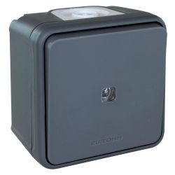 60801 EUR'OHM OXXO 	Interrupteur va-et-vient lumineux étanche saillie gris IP55