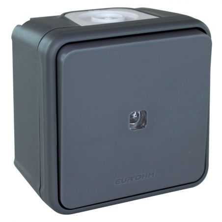 60801 EUR'OHM OXXO 	Interrupteur va-et-vient lumineux étanche saillie gris IP55