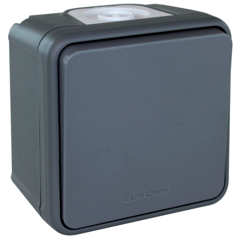 60803 EUR'OHM OXXO Bouton poussoir étanche saillie gris IP55