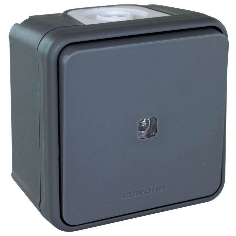 60804 EUR'OHM OXXO 	Bouton poussoir lumineux étanche saillie gris IP55