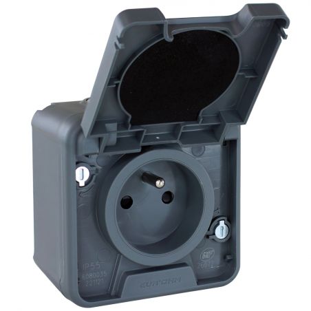 60840 EUR'OHM OXXO 	Prise électrique étanche saillie 2P+T gris IP55