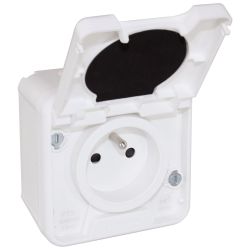 60850 EUR'OHM OXXO 	Prise électrique étanche saillie 2P+T blanc IP55