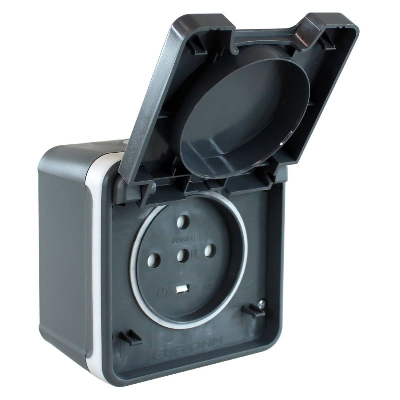 60844 EUR'OHM OXXO 	Prise électrique étanche 3P+N+T 20A gris IP55