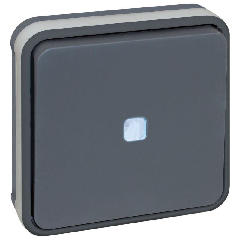 60881 EUR'OHM OXXO - Interrupteur va-et-vient lumineux encastré gris étanche IP55