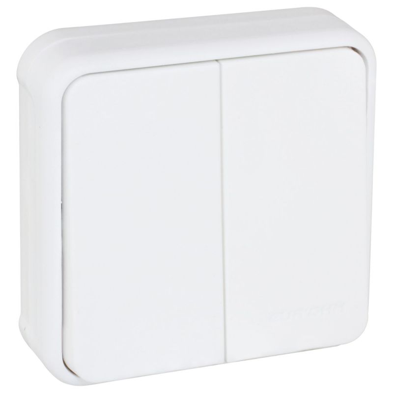 60890 EUR'OHM OXXO - Interrupteur double va-et-vient encastré blanc étanche IP55