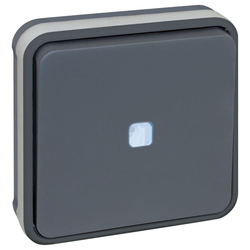 60884 EUR'OHM OXXO - Bouton poussoir lumineux encastré gris étanche IP55