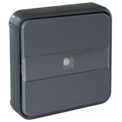 60885 EUR'OHM OXXO - Bouton poussoir lumineux avec porte-étiquette gris encastré étanche IP55