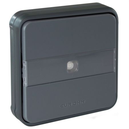 60885 EUR'OHM OXXO - Bouton poussoir lumineux avec porte-étiquette gris encastré étanche IP55