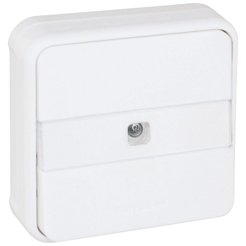 60893 EUR'OHM OXXO - Bouton poussoir lumineux avec porte-étiquette blanc encastré étanche IP55