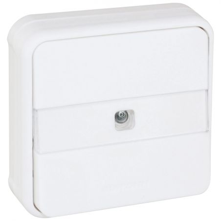 60893 EUR'OHM OXXO - Bouton poussoir lumineux avec porte-étiquette blanc encastré étanche IP55