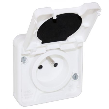 60898 EUR'OHM OXXO - Prise électrique étanche 2P+T blanc saillie IP55