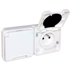 60854 EUR'OHM OXXO - Double prise électrique étanche 2P+T blanc encastrée IP55