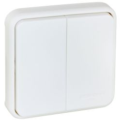 60832 EUR'OHM OXXO Interrupteur étanche double va-et-vient blanc IP55 composable