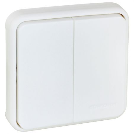 60832 EUR'OHM OXXO Interrupteur étanche double va-et-vient blanc IP55 composable