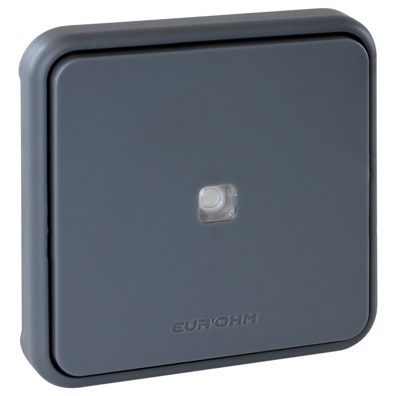 60824 EUR'OHM OXXO Bouton poussoir étanche lumineux gris IP55 composable