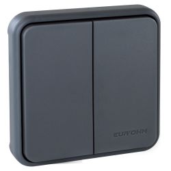 60825 EUR'OHM OXXO Bouton poussoir double étanche gris IP55 composable