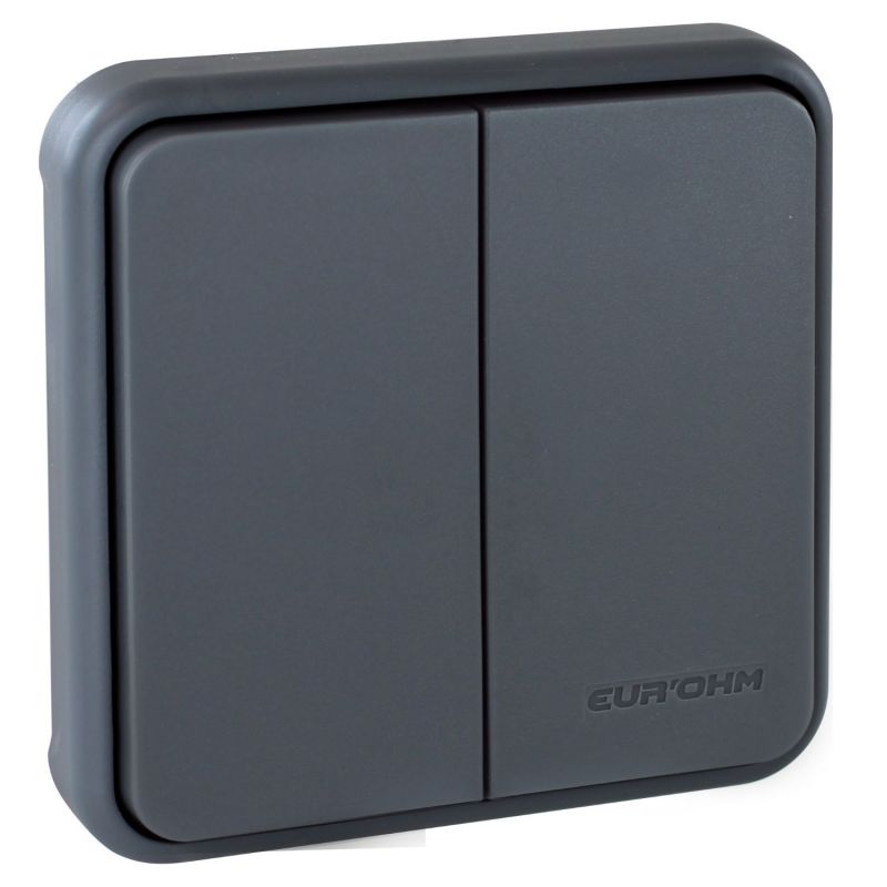 60825 EUR'OHM OXXO Bouton poussoir double étanche gris IP55 composable