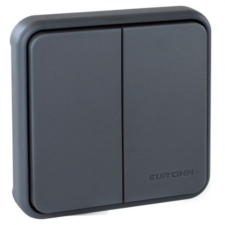 60825 EUR'OHM OXXO Bouton poussoir double étanche gris IP55 composable
