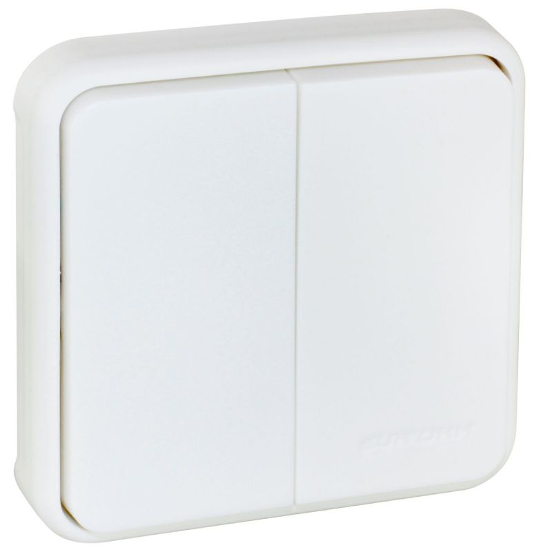60835 EUR'OHM OXXO Bouton poussoir lumineux avec porte-étiquette blanc IP55 composable