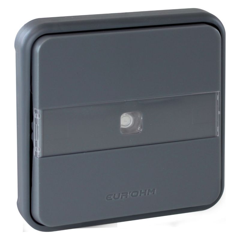 60826 EUR'OHM OXXO Bouton poussoir lumineux avec porte-étiquette gris IP55 composable