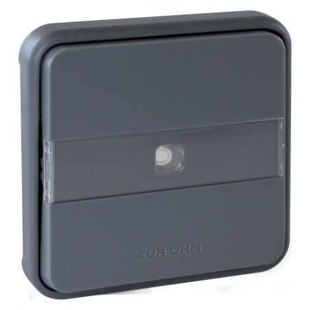 60826 EUR'OHM OXXO Bouton poussoir lumineux avec porte-étiquette gris IP55 composable