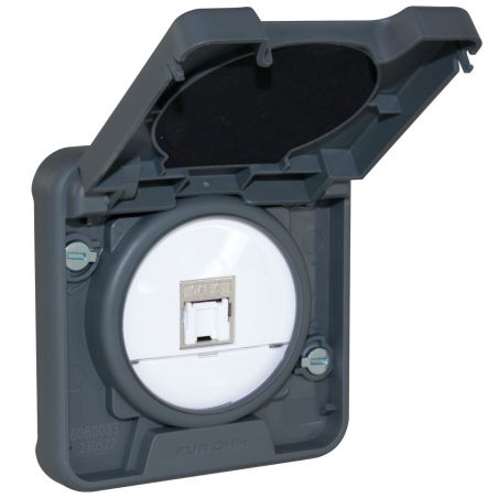 60849 EUR'OHM OXXO Prise RJ45 blindée CAT6 FTP gris étanche IP55 composable