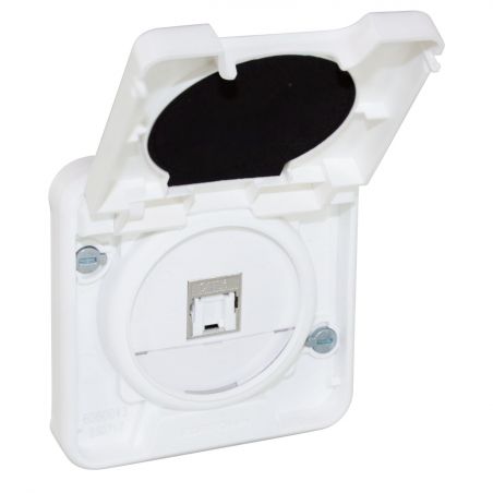 60855 EUR'OHM OXXO Prise RJ45 blindée CAT6 FTP blanc étanche IP55 composable