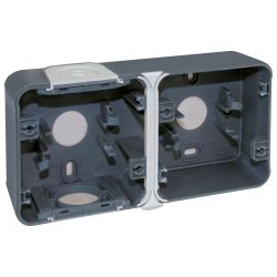 60861 EUR'OHM OXXO Boîte saillie 2 postes horizontale gris IP55