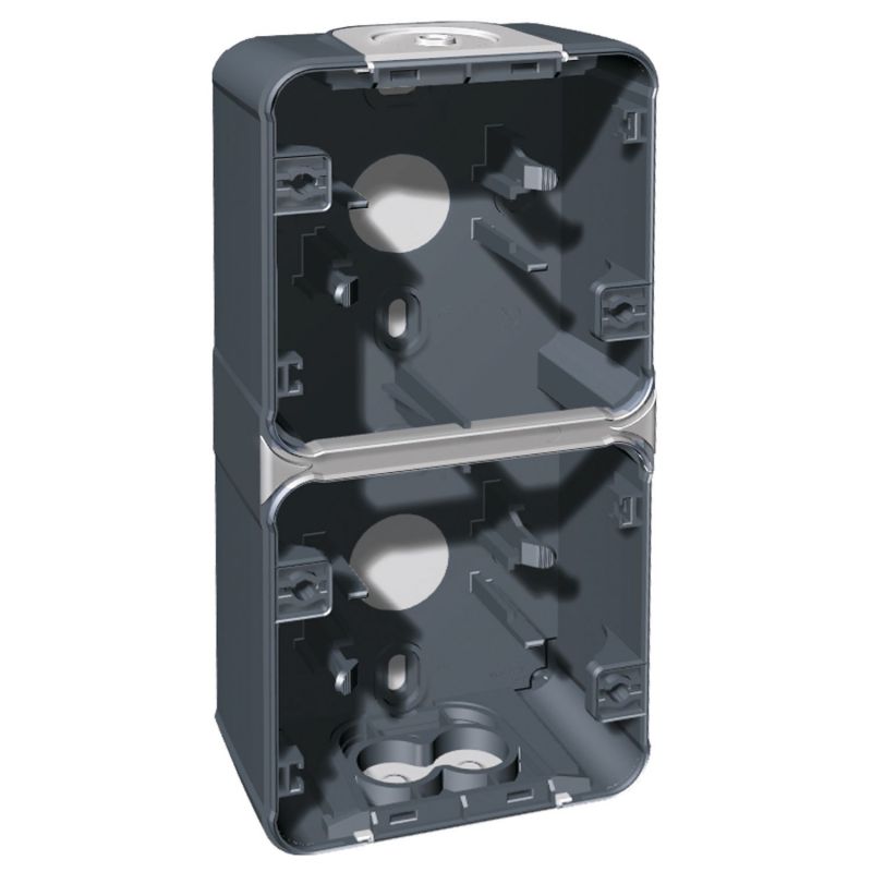 60862 EUR'OHM OXXO Boîte saillie 2 postes verticale gris IP55