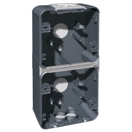 60862 EUR'OHM OXXO Boîte saillie 2 postes verticale gris IP55