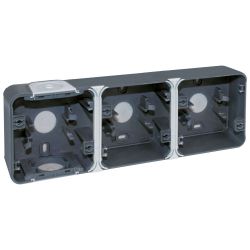 60863 EUR'OHM OXXO Boîte saillie 3 postes horizontale gris IP55