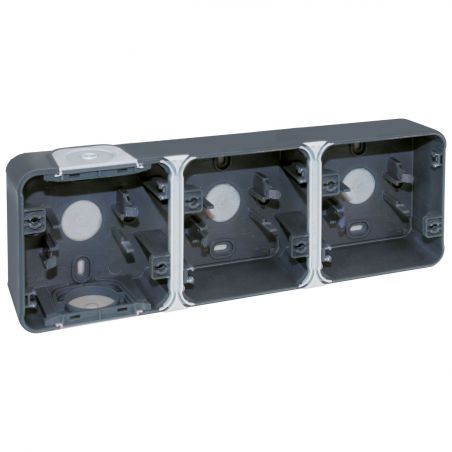 60863 EUR'OHM OXXO Boîte saillie 3 postes horizontale gris IP55